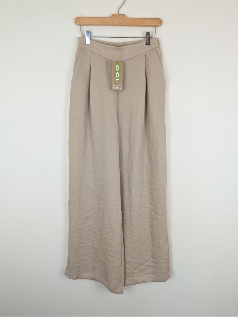 OGL Breezy Linen Mid Rise Wide Leg Pant with Pockets